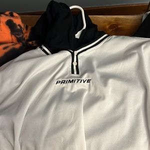 Primitive Skateboarding Mens L  White Black Pullover Hoodie